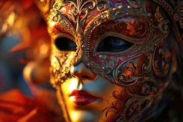 Fototapeta na wymiar Beautiful Venetian carnival mask in Venice, Italy.