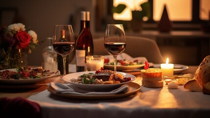 Fototapeta na wymiar Lifestyle photography of romantic dinner
