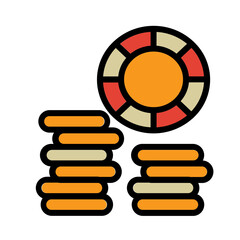 Casino Game Gambling Filled Outline Icon