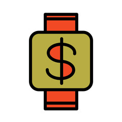 Clock Dollar Money Filled Outline Icon