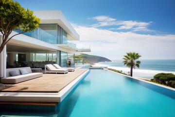 Luxury beach house with sea view swimming pool in modern design, Vacation home for big family or company