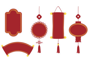 Lunar New Year labels with gold trim - 706265518