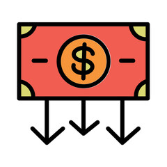 Cash Dollar Investment Filled Icon Outline