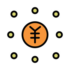Obraz premium Money Profit Yen Filled Icon Outline