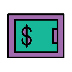 Locker Money Box Filled Outline Icon