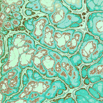 Abstract Marble texture. Fractal digital Art Background. High Resolution. Turquoise texture with gold veins. Can be used for background or wallpaper