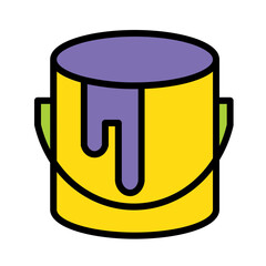 Bucket Art Paint Filled Outline Icon