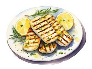 Delicious Grilled Eggplant with Yogurt and Cucumber Sauce AI Generated AI Generated