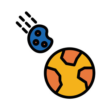Earth Meteroid Stone Filled Outline Icon