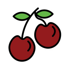 Cherry Diet Food Filled Outline Icon