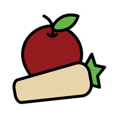 Apple Carrot Food Filled Outline Icon