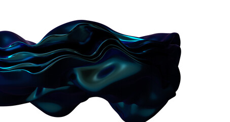 Flowing Rhythms: Abstract 3D Blue Wave Illustration with Harmonious Movements