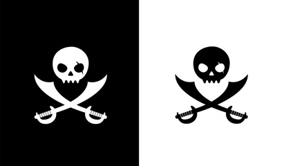 Savage Pirates Logo on Black and White Background Vector Illustration