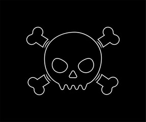 Terrifiying Skull Head Silhouette in The Dark Background Vector Illustration.