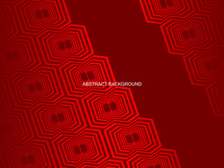 Red with a shiny modern geometric pattern. Red steel floor background.