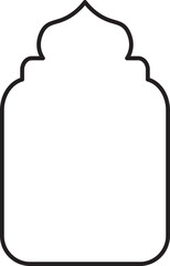 Collection of oriental style Islamic windows and arches with modern boho design, moon, mosque dome and lanterns