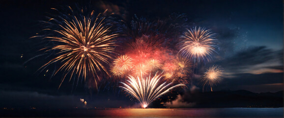 fireworks abstact bacgkround celebrate event New Year, Christmas Eve, fire explosion glittering anniversary