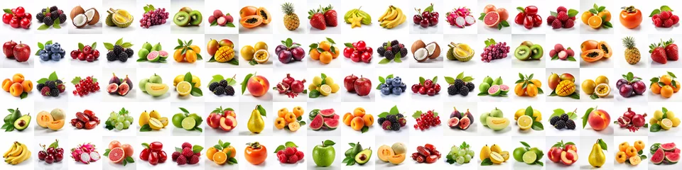 Poster Panorama of many fresh fruits on white backgrounds © Robert Kneschke