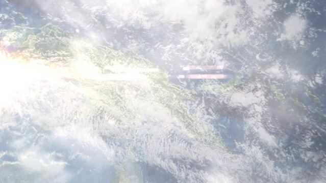 Zoom in from space and focus on Goroka, Papua New Guinea. 3D Animation. Background for travel intro. Elements of this image furnished by NASA.