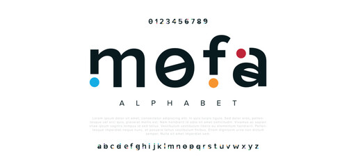 Mofa Modern minimal abstract alphabet fonts.