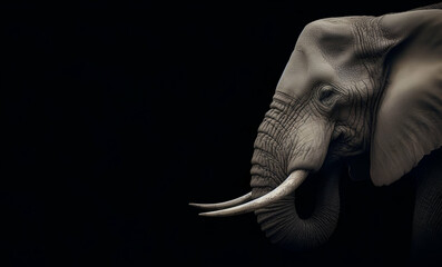 Portrait of elephant closeup on a monochrome background generative ai illustration