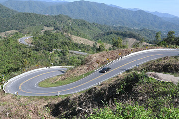 The route up the hill has sharp turns and steep slopes.