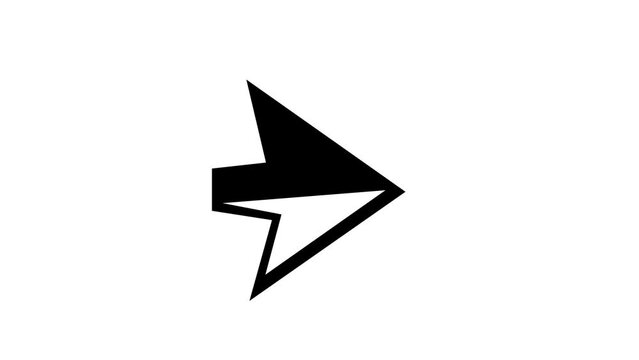 Animated 2d Road arrows sign symbol icon animation video footage. 4K transperancy Background.