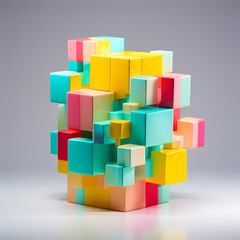 Arrangement of colorful abstract glassmorphism blocks