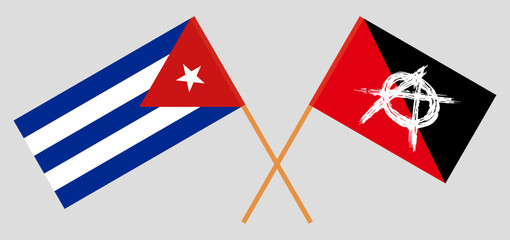 Crossed flags of Cuba and anarchy. Official colors. Correct proportion