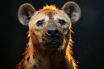 Papier Peint photo Lavable Hyène Realistic photo of the hyena's ferocious face
