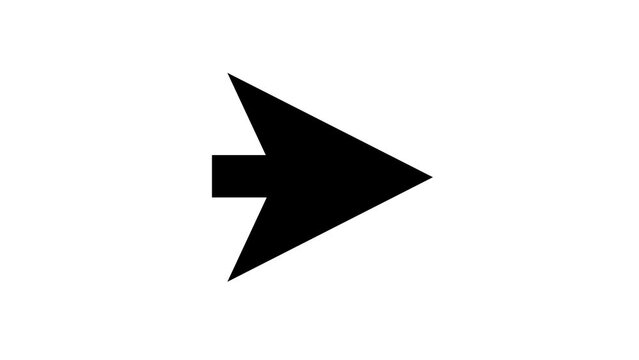 Animated 2d Road arrows sign symbol icon animation video footage. 4K transperancy Background.