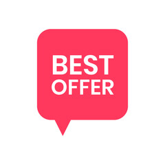 Best offer banner, red label isolated on white background. Tags, badge, ribbon for promotion. Vector illustration
