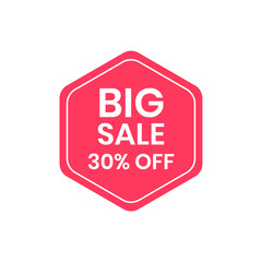 Big sale banner, red label isolated on white background. Tags, badge, ribbon for promotion. Vector illustration