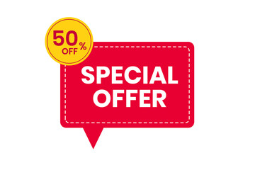 Special offer banner, red label isolated on white background. Tags, badge, ribbon for promotion. Vector illustration