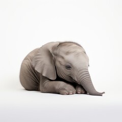 A baby elephant sleeping