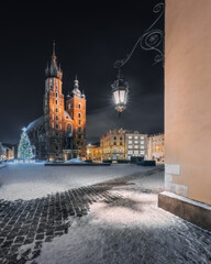 Obraz premium Winter night in Krakov