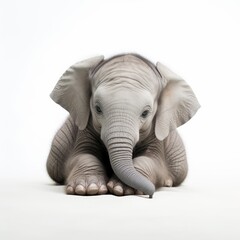A baby elephant lying down