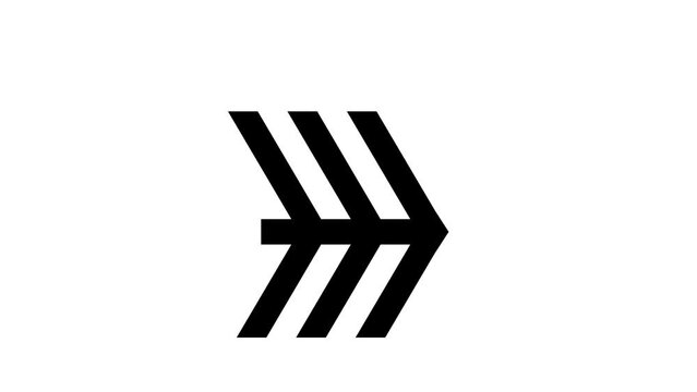 Animated 2d Road arrows sign symbol icon animation video footage. 4K transperancy Background.
