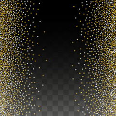 Gold Glitter Vector Texture on a Black. Golden Glow Pattern. Golden Christmas and New Year Snow. Golden Explosion of Confetti. Star Dust. Abstract Flicker Background with a Party Lights Design.