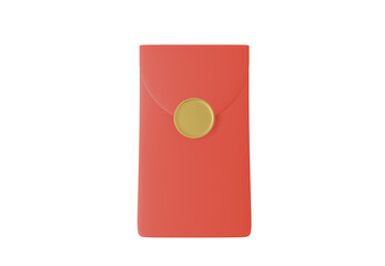 3D illustration Chinese red envelope isolated on white background.