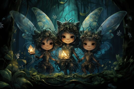 Adorable pixies spreading joy and mischief - Generative AI