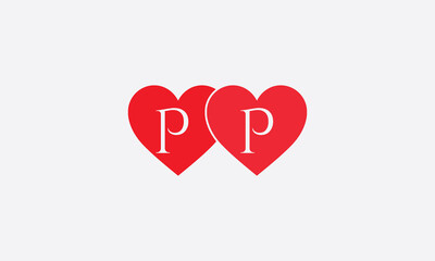 Hearts shape PP. Red heart sign letters. Valentine icon and love symbol. Romance love with heart sign and letters. Gift red love