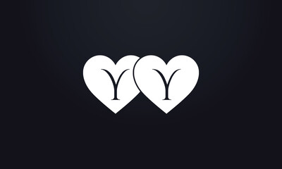 Hearts shape YY. Red heart sign letters. Valentine icon and love symbol. Romance love with heart sign and letters. Gift red love