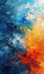 Abstract art with different patterns in oil canvas, compositions, design, created with AI