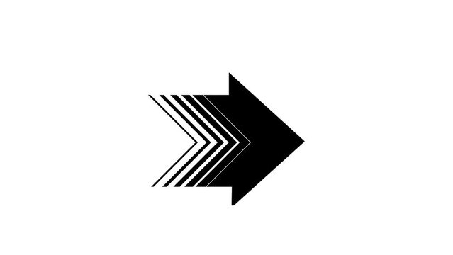 Animated 2d Road arrows sign symbol icon animation video footage. 4K transperancy Background.