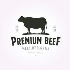 cattle farm logo template, vintage farm animal logo icon, farm animal logo vector design
