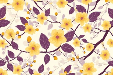 Floral pattern with leaves.