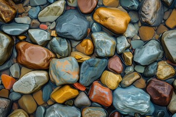 Background of clean colored stones on the river bottom. - Powered by Adobe