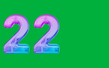 Text art of number 22 with best font of text, Number illustration with green background 