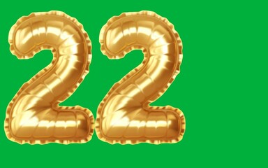 Fototapeta premium Text art of number 22 with best font of text, Number illustration with green background 